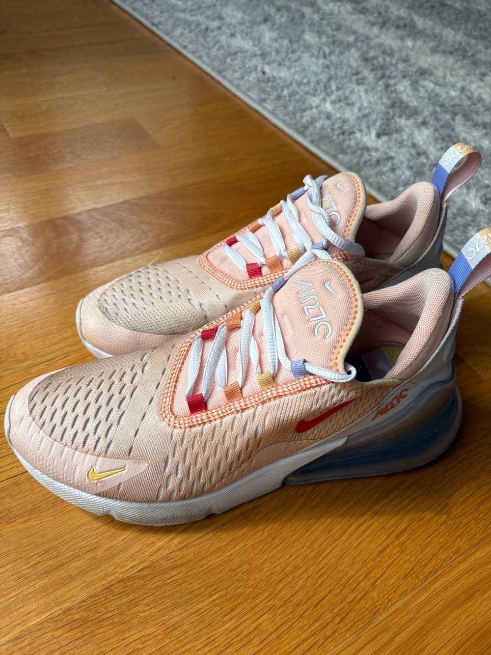 Nike air max 270 peach / coral women’s sneakers running shoes 8 clear heel
